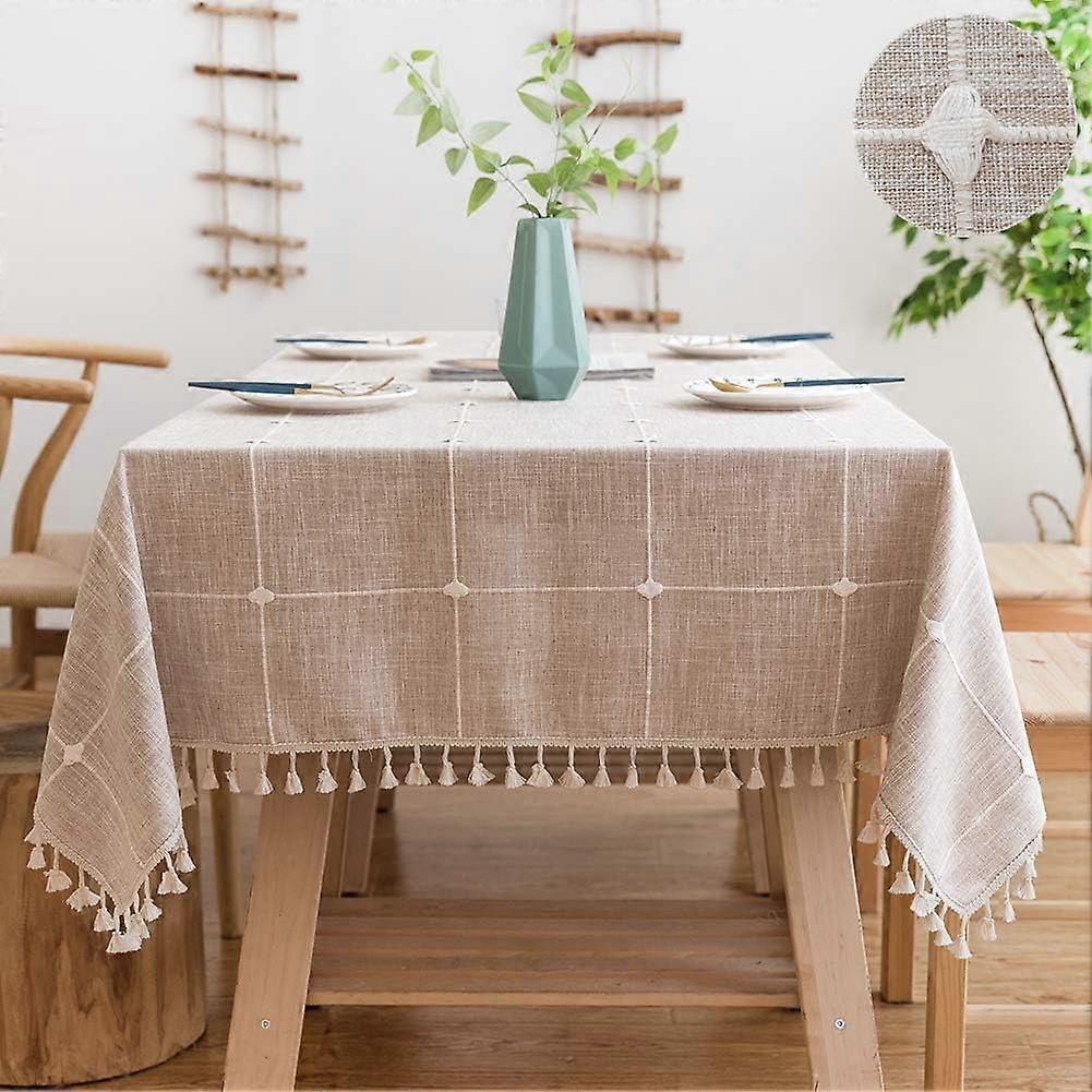 Rectangular Table Cloth Cotton Linen 140x200 cm Tablecloth Rectangle Table Cloth Cover Decoration Beige for Home Kitchen Table