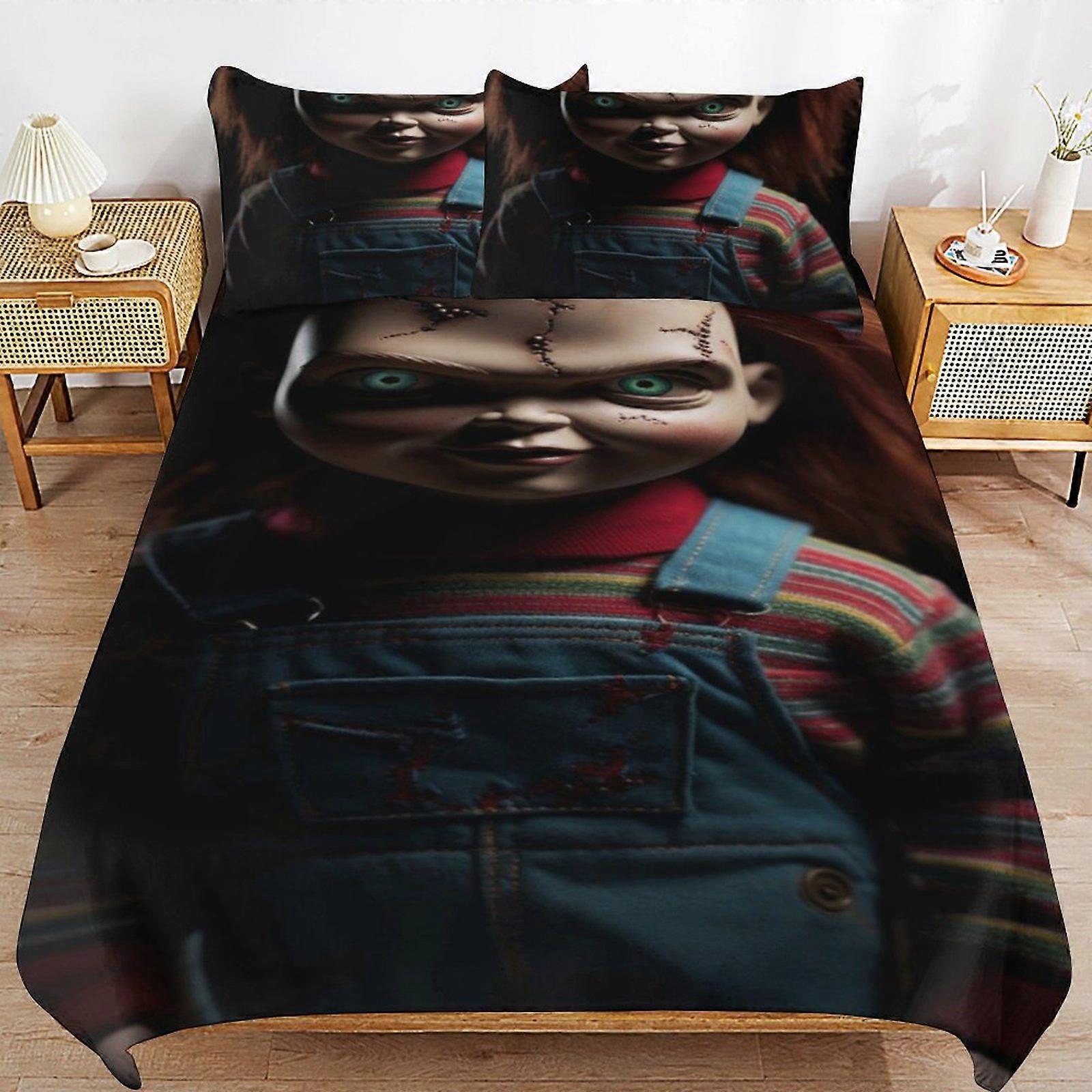 Bedding set WM68 Bride of Chucky Bedding Set Duvet Cover Comfortable and Lightweight Cartoon Bedding 3 Piece (Multiple sizes to choose from) SW68