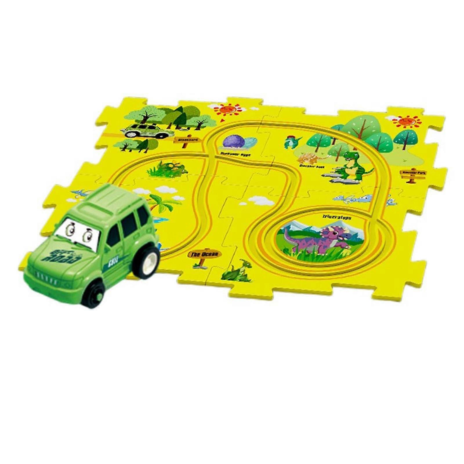 DIY Assembling Electric Trolley Car Track Puzzle Play Set, RailCar Building Toy