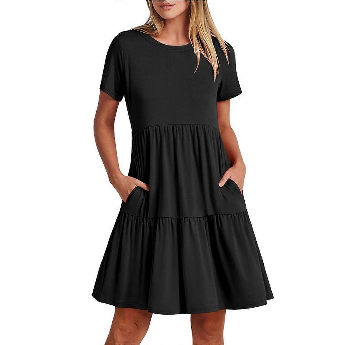 Rochie de dama cu maneca scurta cu guler rotund