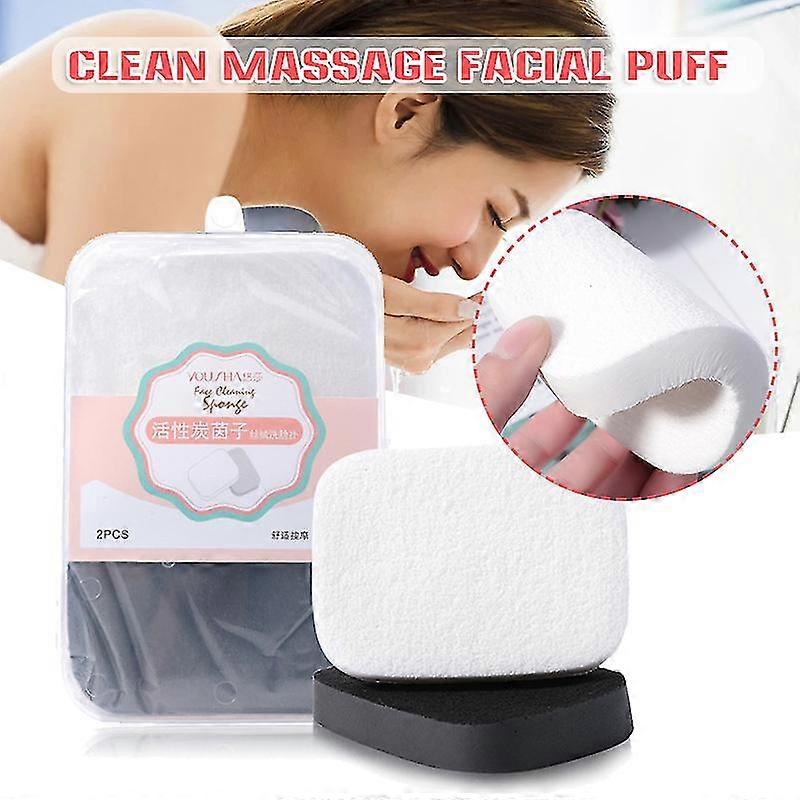 2pcs Facial Cleaning Sponge Soft Makeup Removal Exfoliating Compressed Pad Professional