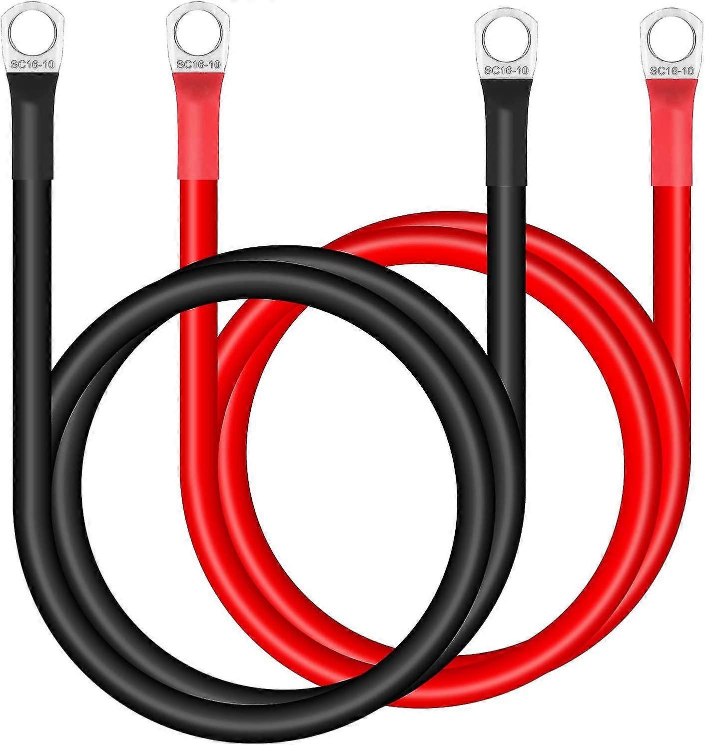 Guoxing-auton akkukaapeli, 2kpl 16mm 5awg akkukaapeli punainen ja musta invertterikaapeli, akkukaapelit 12v raskasta autoa, kuorma-autoa, moottoripyörää, Solaa