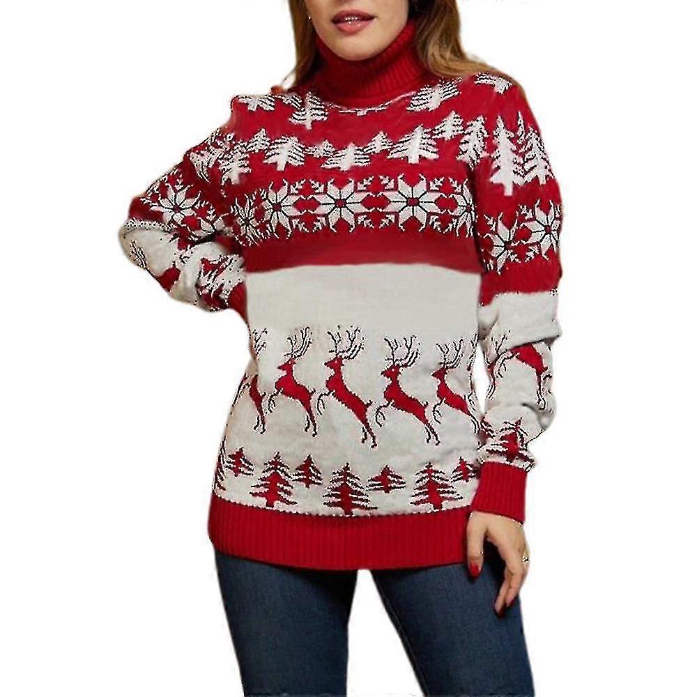 Frauen Männer Paar Weihnachten Pullover Pullover Tops Warm High Neck Strickpullover Winter