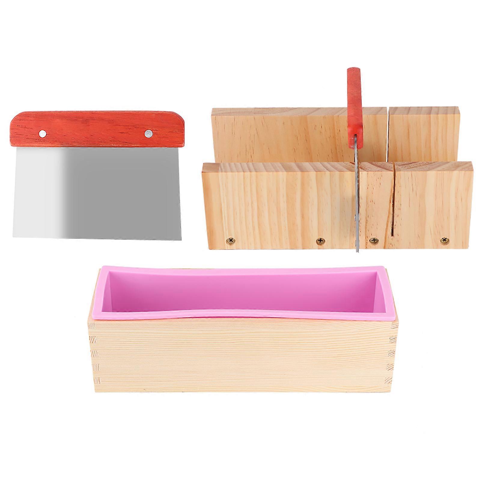 1200ml Silicone Loaf Soap Mold with Scale Set - DIY Reusable Soap Cutter (Pink)