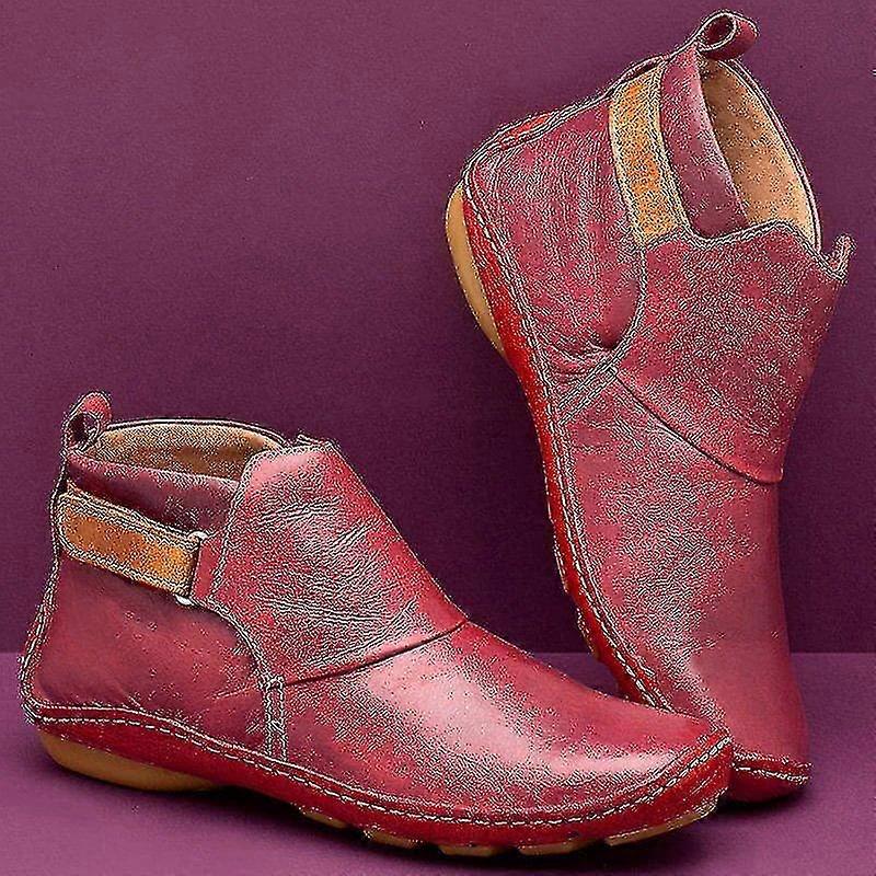 Ortopediske sko Vintage Flat Boot Ankel Topp Sko Soft Pu Støvler