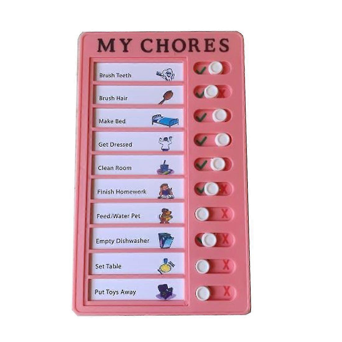 Chores Checklist Board for Kids - Memo Plastic Board with Sliding Buttons