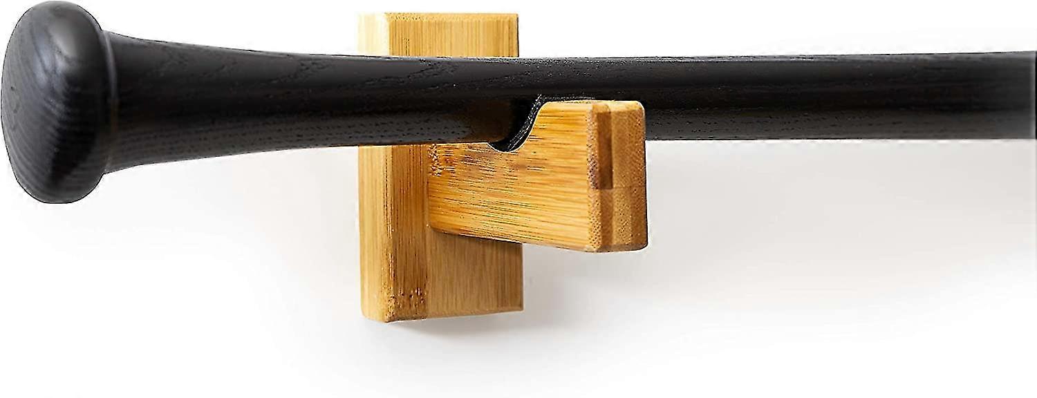 Baseball Bat Display Case Wall Mount Horizontal Rack Brackets Hanger Holder Bamboo Finish