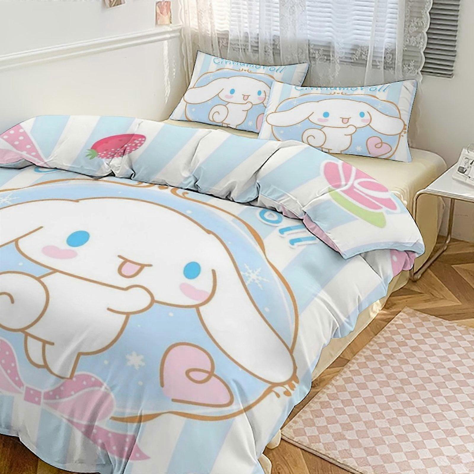 Yatak takımı JP464 Karikatür Cinnamoroll 3 Parçalı Yatak Takımı Sıcak Ve Rahat Kawaii Yatak Takımı Sevimli Yumuşak Mikrofiber Yatak Örtüleri TH464