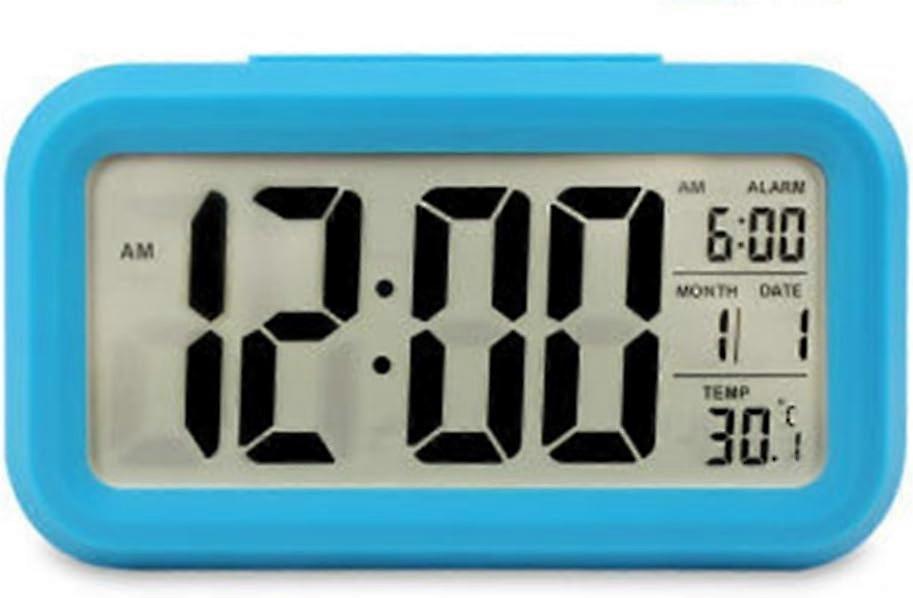 Smart LED alarm clock Creative digital screen with large temperature luminous electronic calendar blue