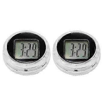 Universal Mini Motorcycle Digital Clock Watch Waterproof Stick-on Motorbike Digital Clock [dia.1.1"- 2 Pack]
