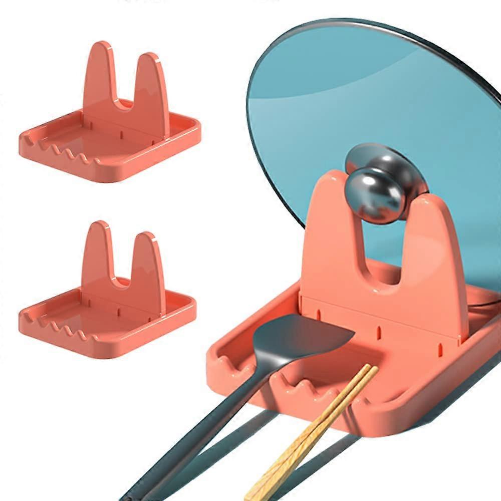 2PCS Cooking Spoon Rest with Lid Holder, Kitchen Utensils Rest with Drip Pad