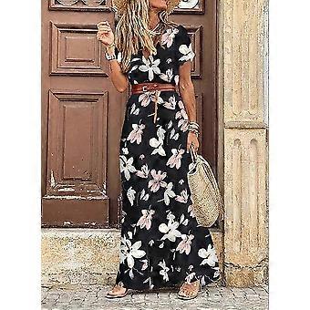Maxi Spijkerjurk Dames Womens Zomer V Hals Bloemen Jurk Dames