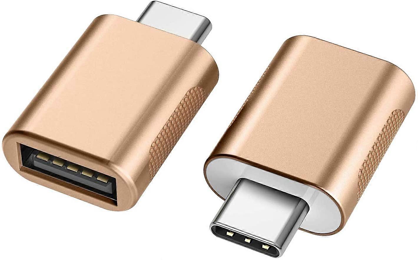 USB C till USB-adapter (2-pack), USB-C till USB 3.0-adapter, USB typ-C till USB-adapter, Thunderbolt 3 till USB hona OTG-adapter (guld)