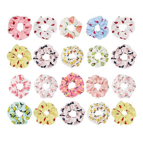 20pcs Cheveux Chouchous Fruit Motif Cheveux Élastiques Mode Queue De Cheval Porte-Queue Pour Femmes
