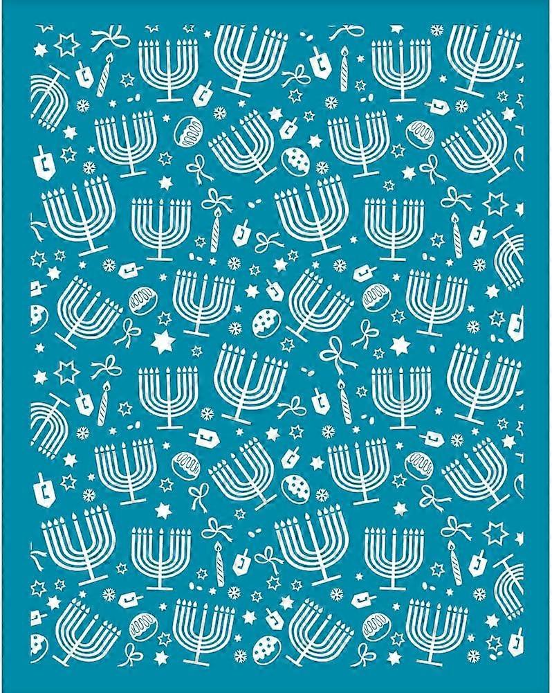 4x5 Inch Hanukkah Theme Clay Stencils Menorah Silk Screen for Polymer Clay Star Snowflake Silk Screen Stencils Mesh Transfer Stencils for Polymer Clay