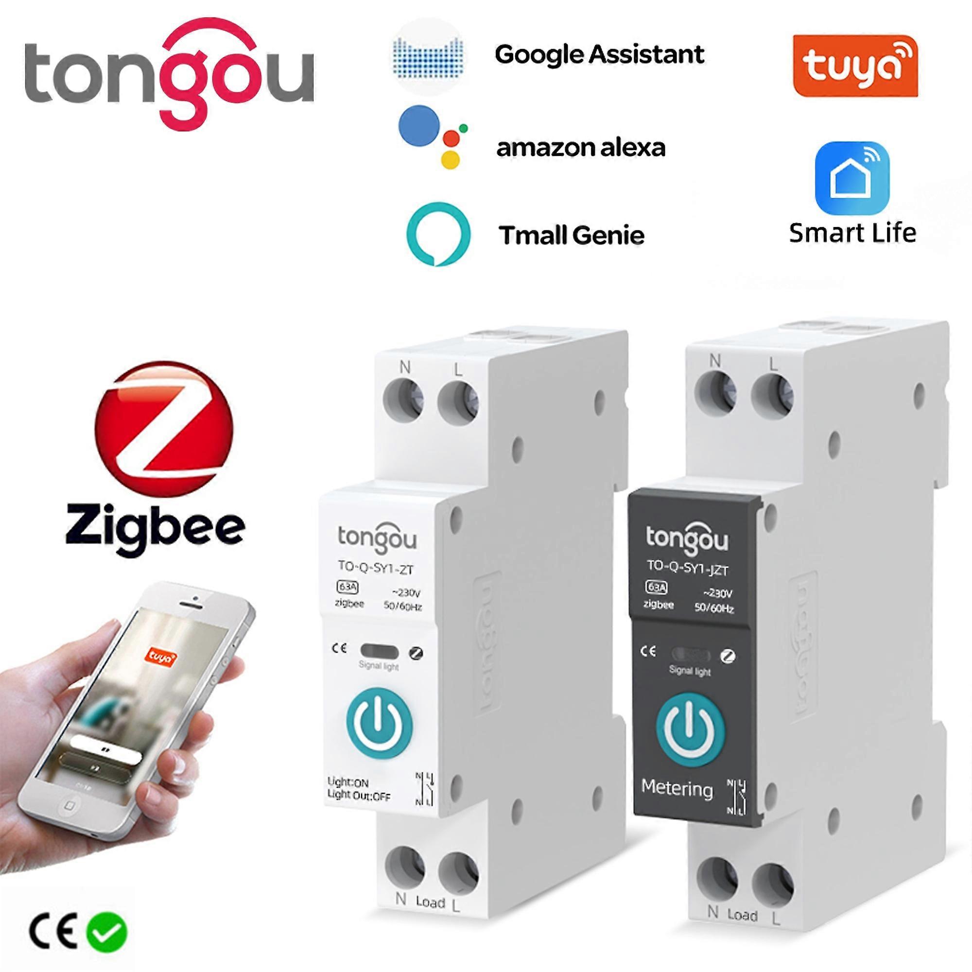 TUYA ZigBee Smart Circuit Breaker mit Metering 1P 63A DIN-Schiene für Smart Home Wireless Remote Control Switch von Smart Life APP