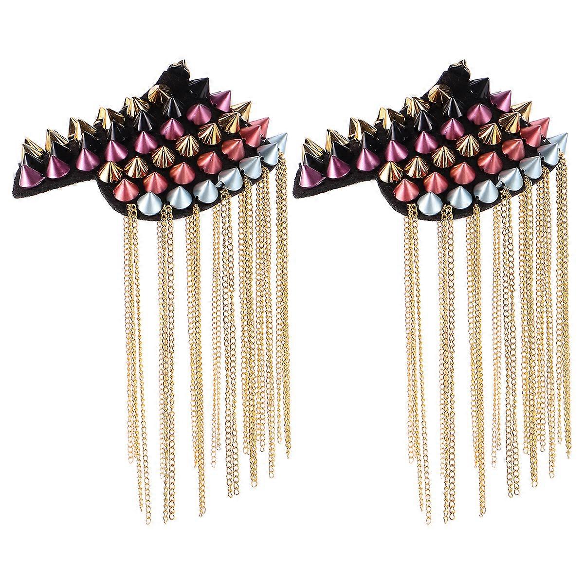 2Pcs Shoulder Board Badge Fringe Epaulet Tassel Chain Epaulet Costume Accessory