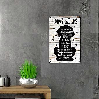 Alioyoit My Dog's Rules - Targa in metallo con scritta in lingua