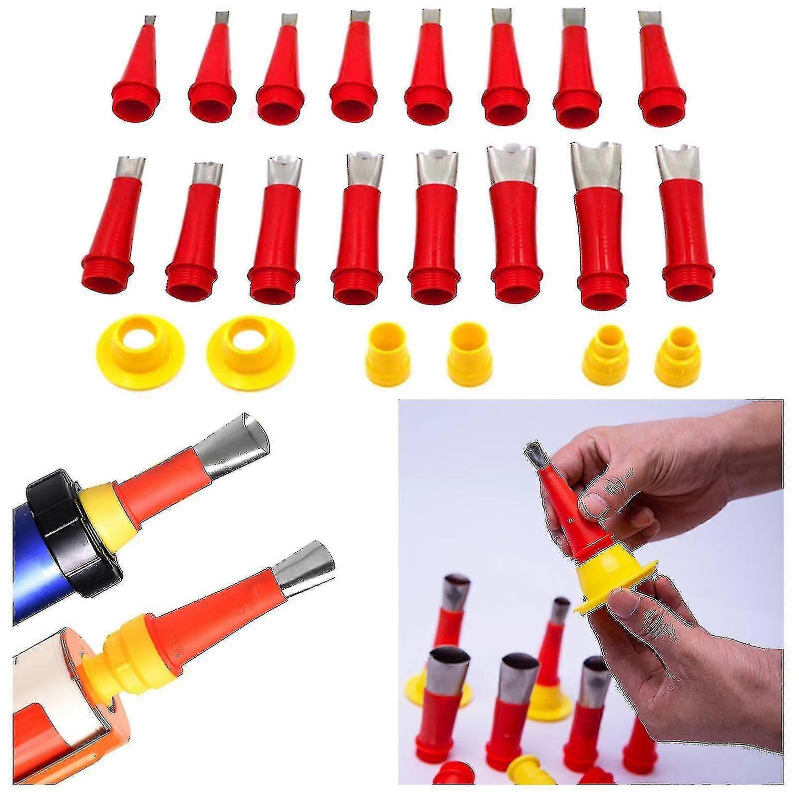 22pcs Stainless Steel Caulk Nozzle Applicator Reusable With Base Caulking Finishing Nozzle