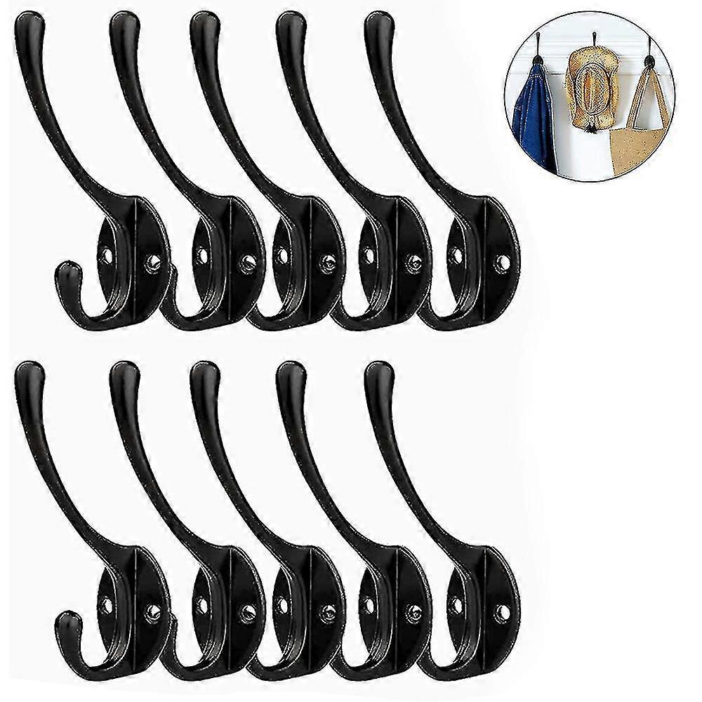 0 Pack Rustic Coat Hooks Wall Mounted Heavy Duty Dual Hooks Retro Double Robe Hooks Utili