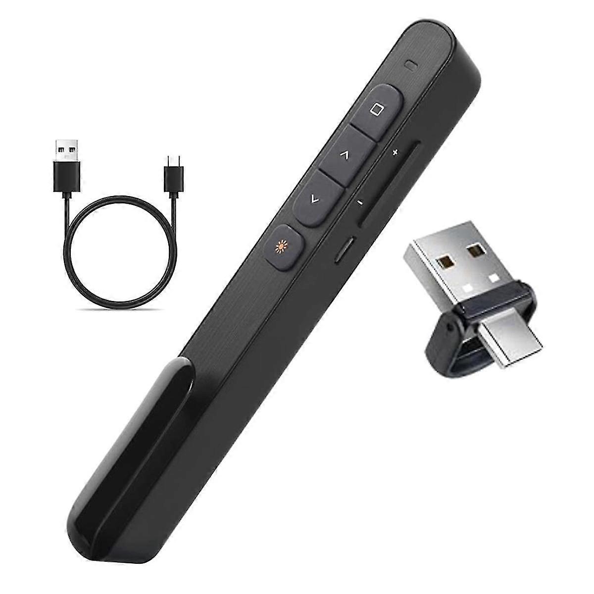 Rechargeable Smart Presenter Type-c/usb Dual Receiver Presenter Wireless Preset Ppt Slide Clicker Pusher