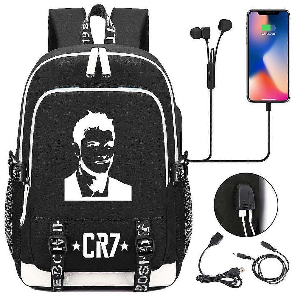2023 CR7 حقائب مدرسية للأطفال مقاومة للماء USB حقيبة كمبيوتر محمول على ظهره حقائب سفر للجنسين حقائب الطلاب