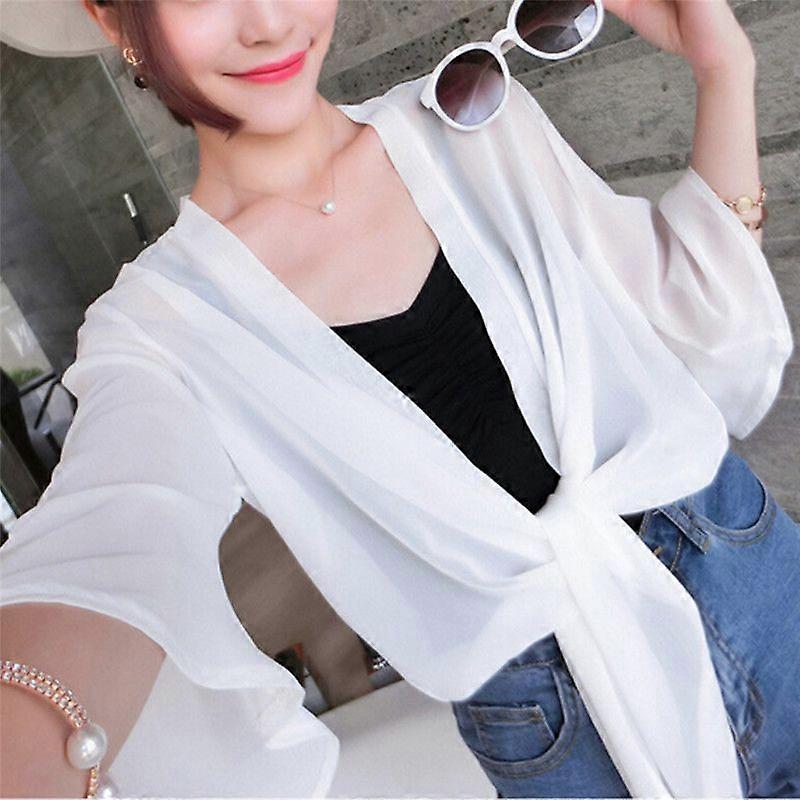 المرأة الصيف عارضة الشيفون شال الحماية من الشمس كارديجان بيكيني غطاء ملابس البحر