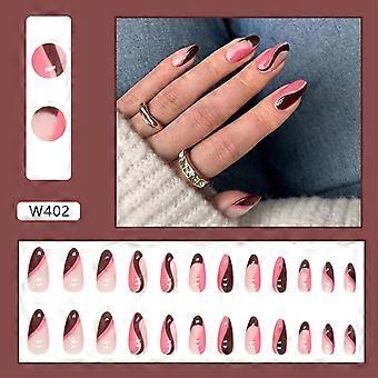Nam Rode Koffie Amandel Valse Nagels Lichtgewicht Duurzame Dunne Volledige Dekking Spijkers Jelly Glue Model toe