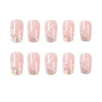24pcs Short Press On Nägel Sanfte Exquisite Statische Falsche Nägel Perfektes Geschenk Kleber Modelle