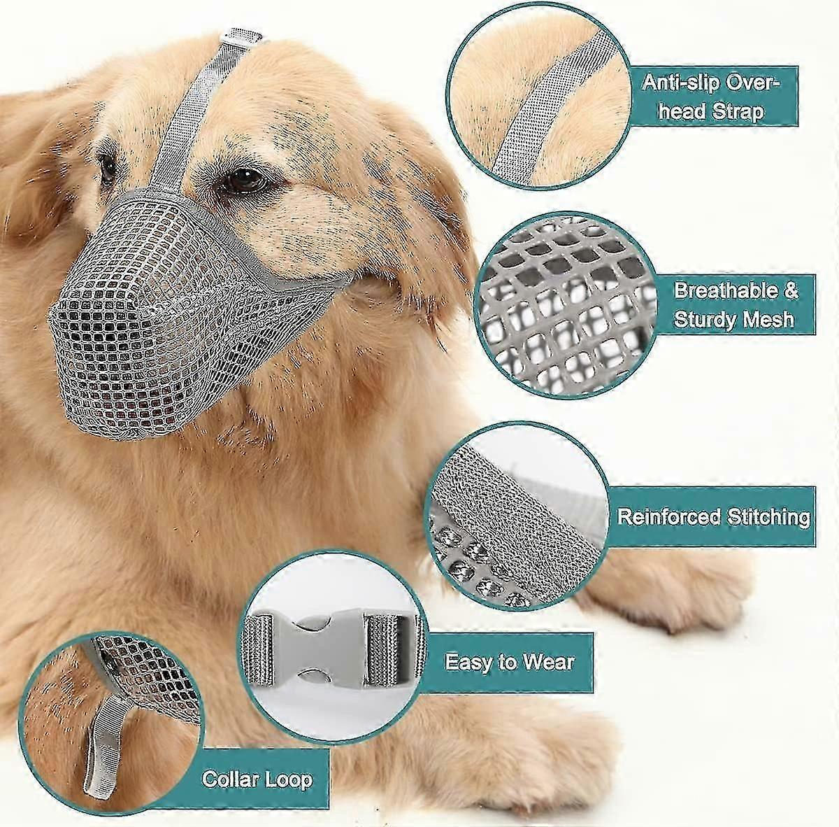 Adjustable Straps Soft Mesh Dog Muzzle S Gray