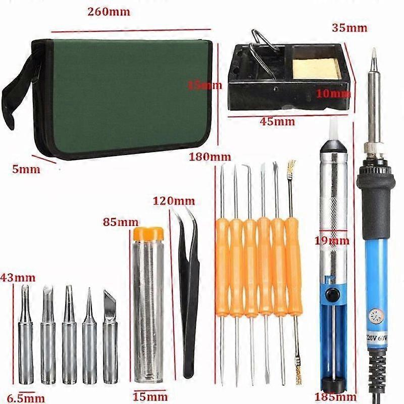 60W Adjustable Temperature Electric Soldering Iron Gun Kit Tool Set