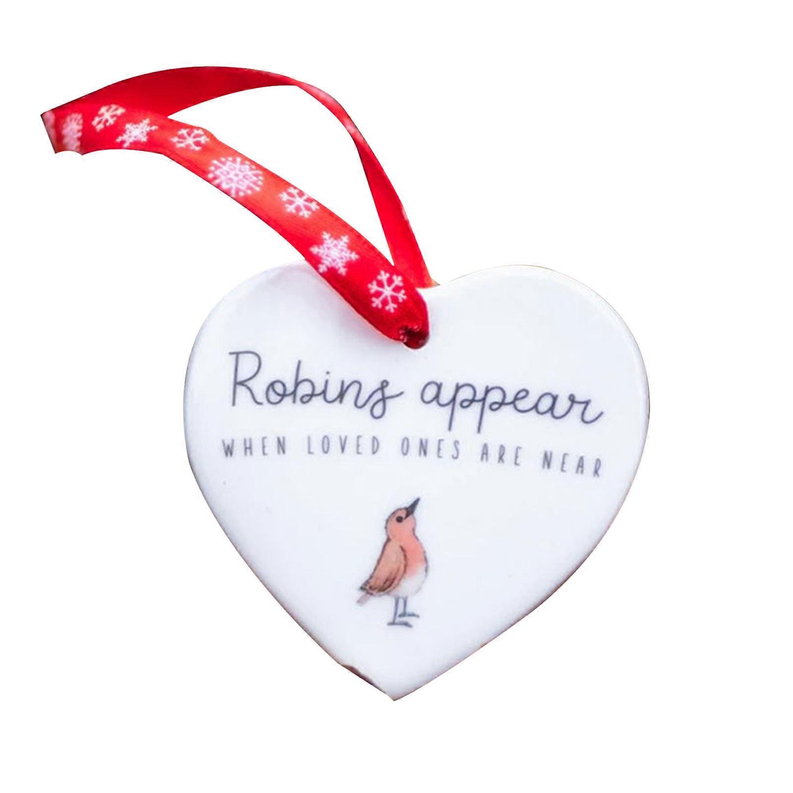 Christmas Heart Ornament - Bird Pattern in Gift Box