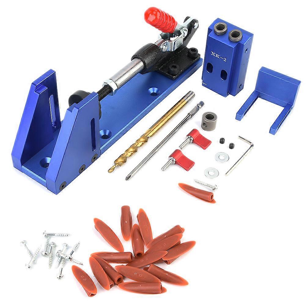 Wood Working Tool Pocket Hole Jig with Toggle Clamp and Step Drill Bit