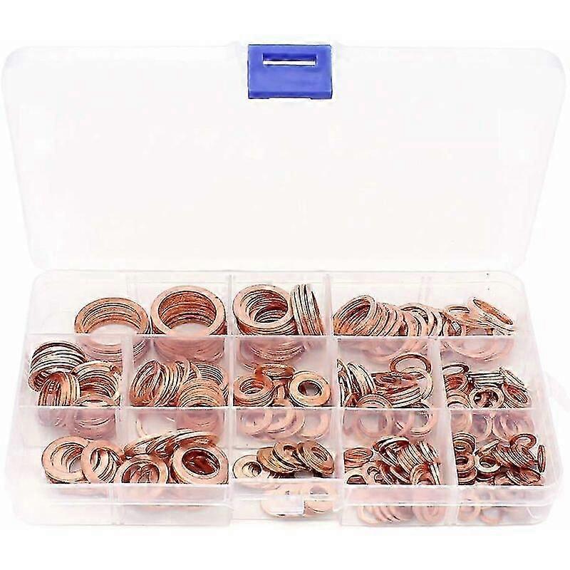 300PCS 12Size Copper Washer Copper Flat Washers M5-M20 Assortment Kit