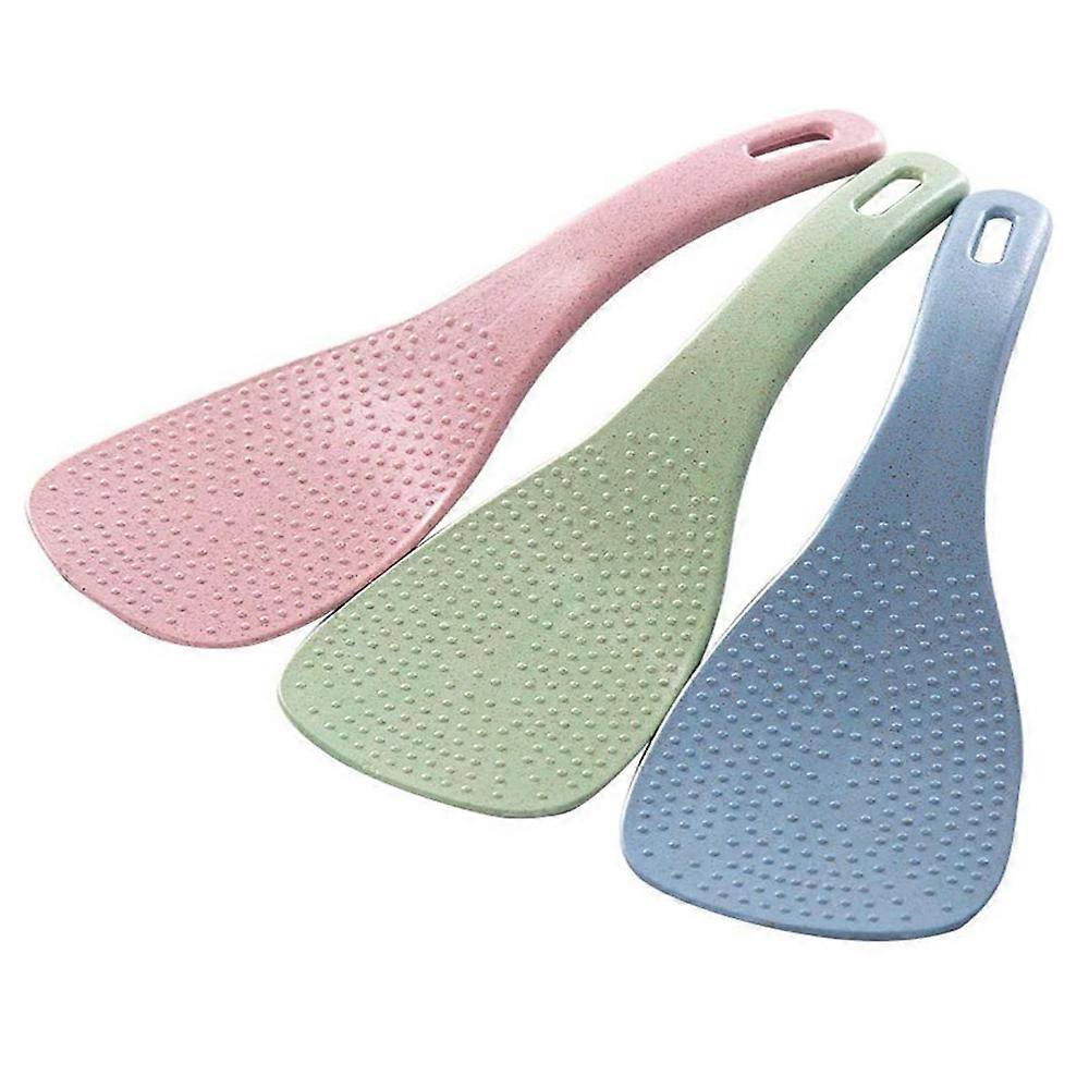 Solid color wheat straw rice spoon, kitchen utensil 3-piece set