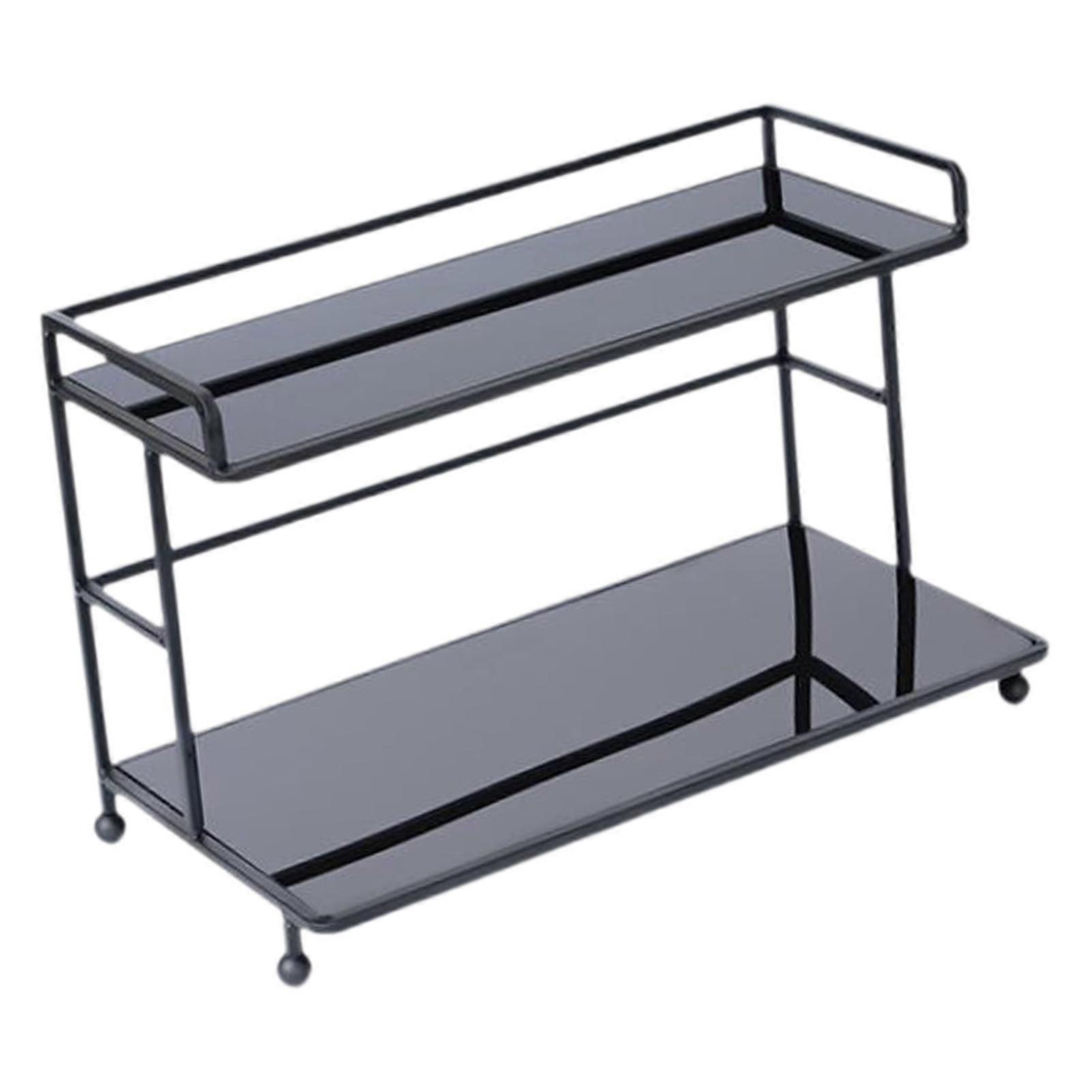 Bathroom Countertop Organizer Double Layer Sturdy for Desktop Kitchen Office black
