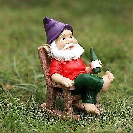Relaxing Garden Gnome Statue with Wine Bottle (12.5 x 5 CM)