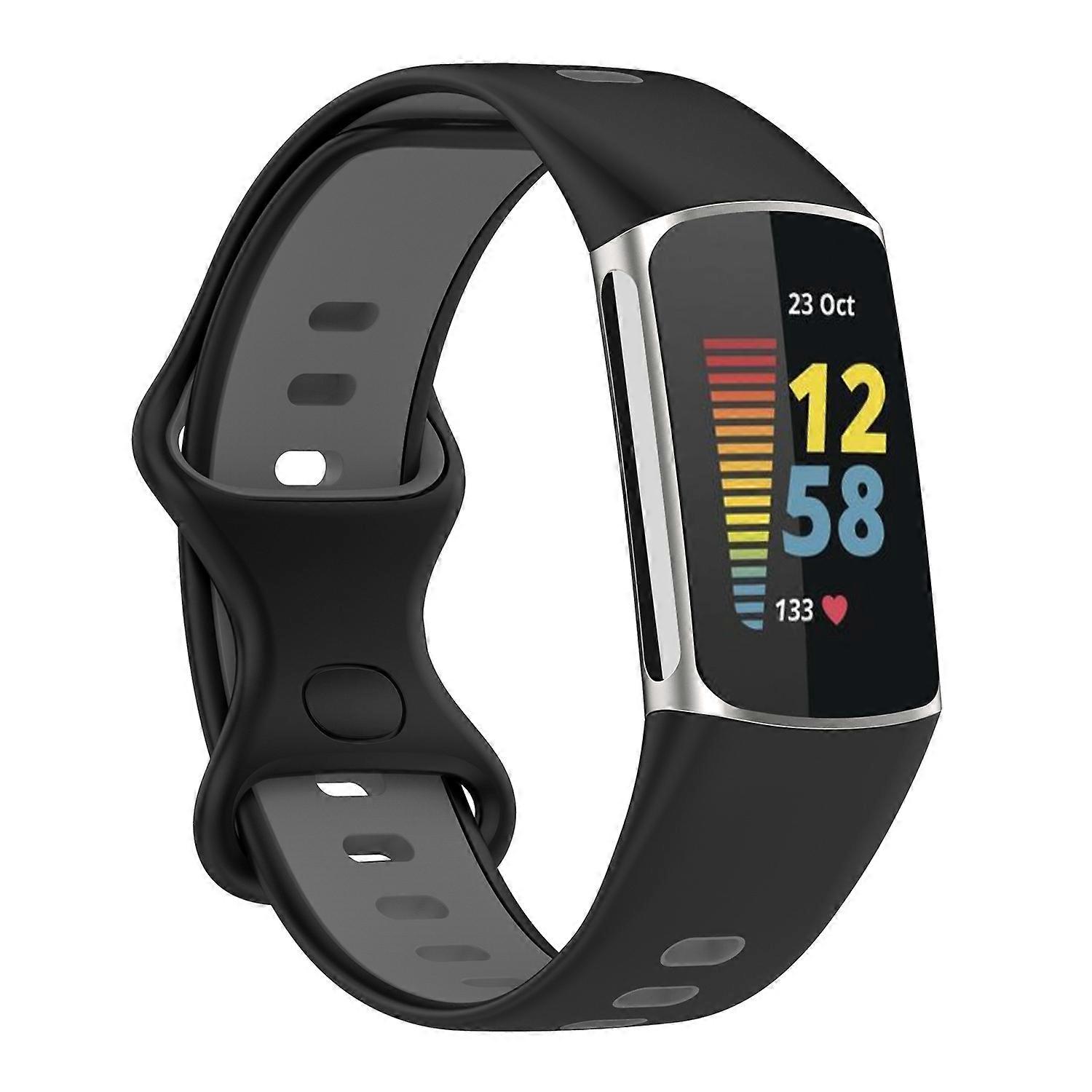 For Fitbit Charge 5 Two-color Silicone Watch Band