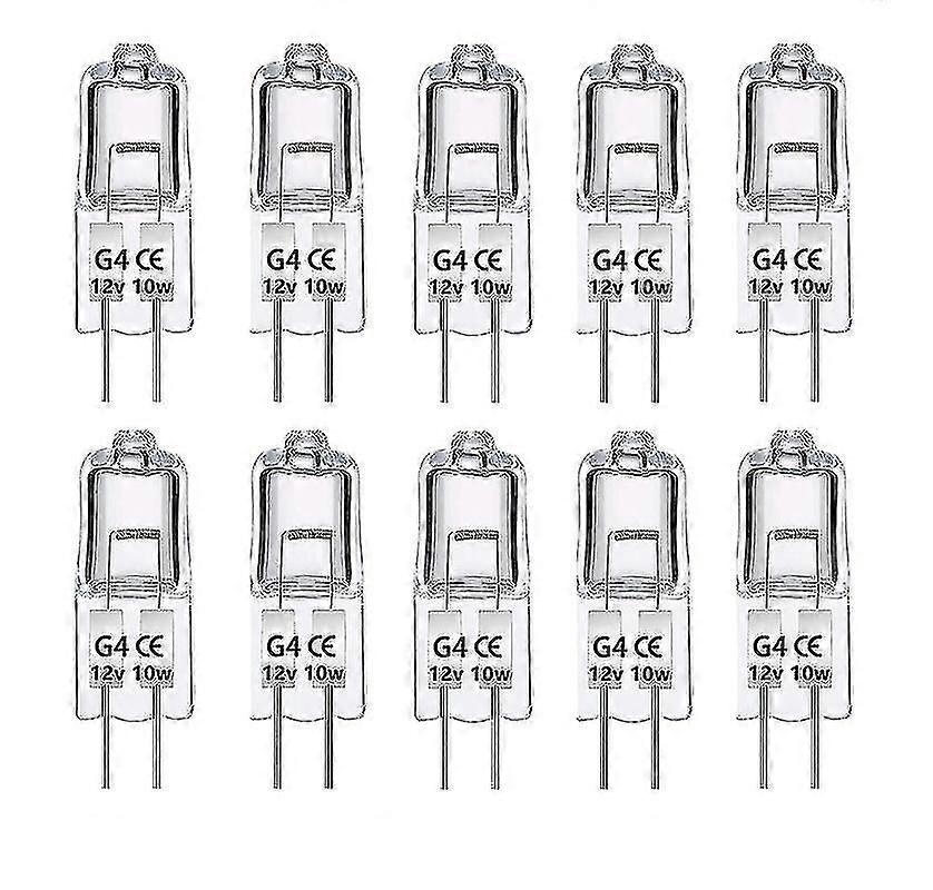 10Pack G4 ハロゲン電球 10W 12V 調光可能 2 ピンランプ電球、温白色クリアカプセル 2 ピンベース、照明用