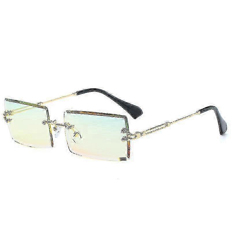 Sunglasses, Rimless Square - shaped with Tinted Lenses and Decorative Metal Arms