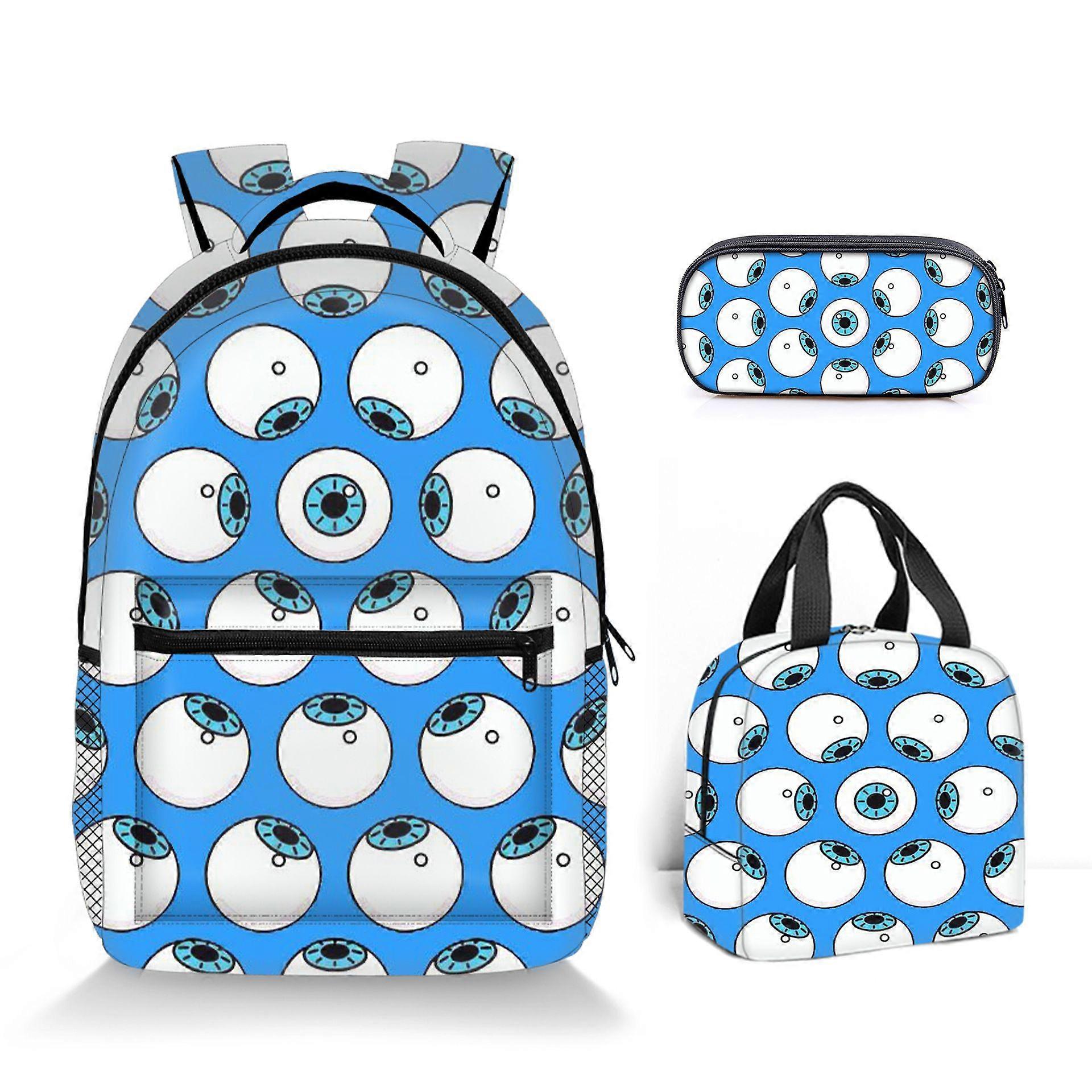 Graffiti Skull Printed Backpack Student Polyester Cartoon Children's Backpack Three-Piece Set