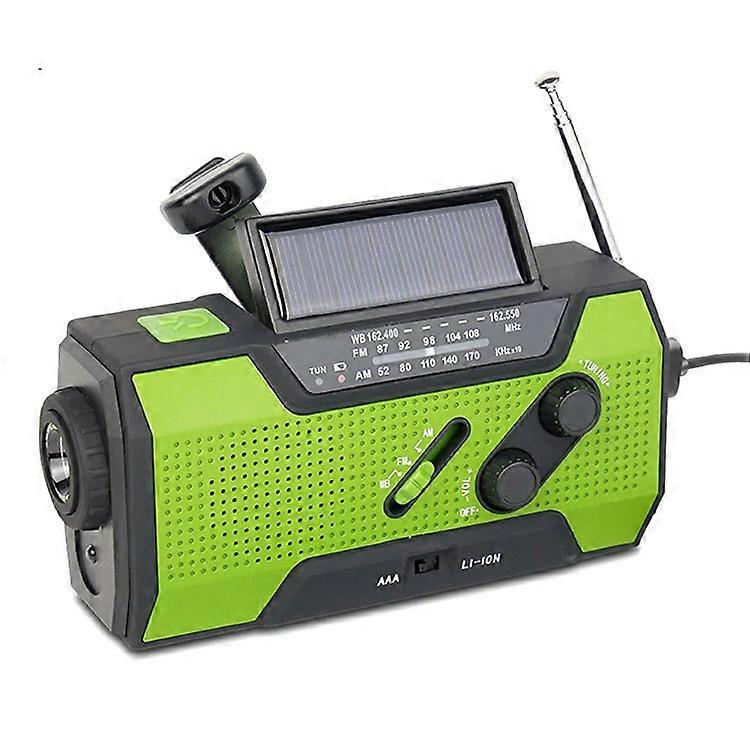 hn-030 Outdoor Solar Power Hand Crank FM / AM / WB Radio SOS Alarm LED Light 2000mAh Power Bank