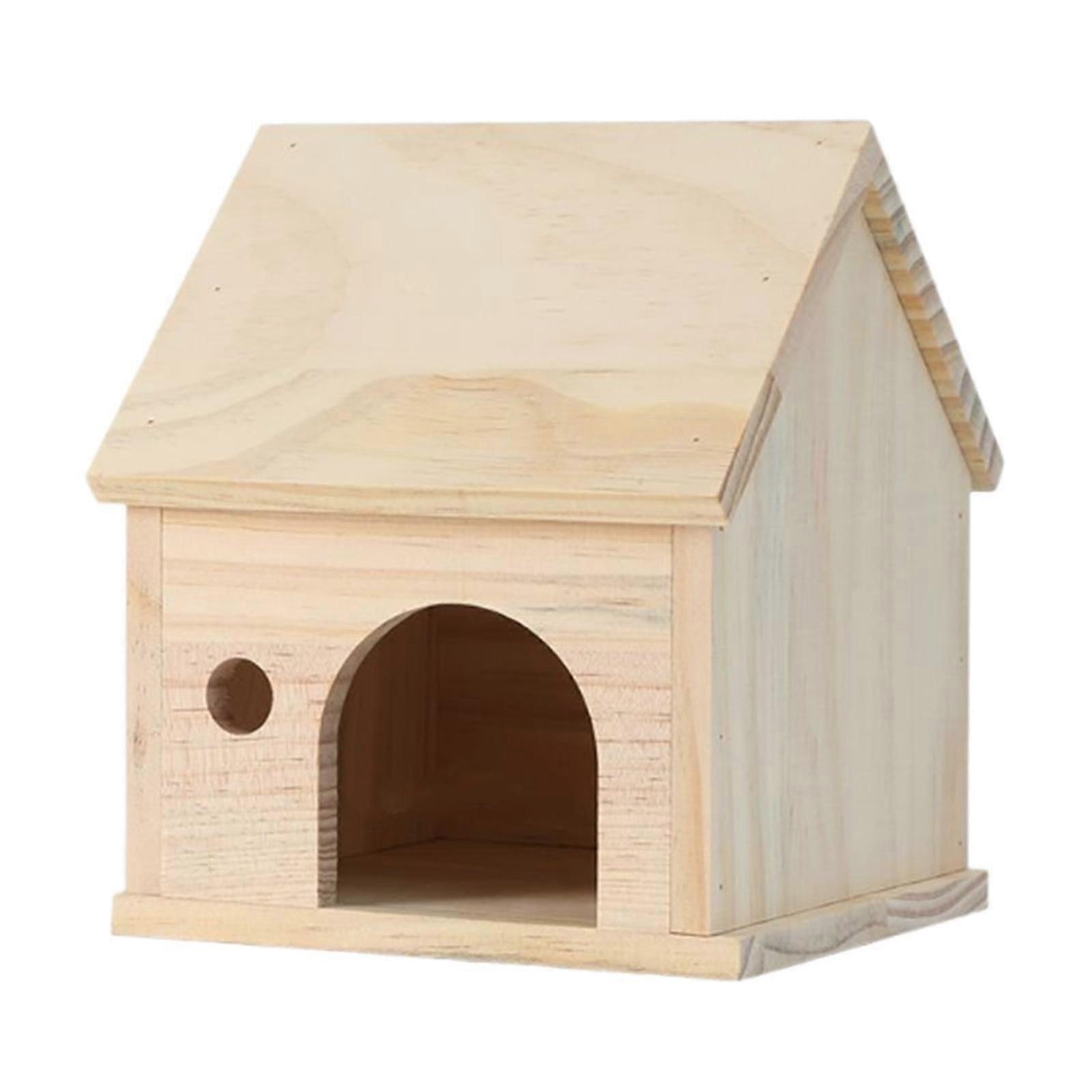 Hamster Wood House Hideout Exploring Toy Habitat for Small Pets Mice Gerbils Style A