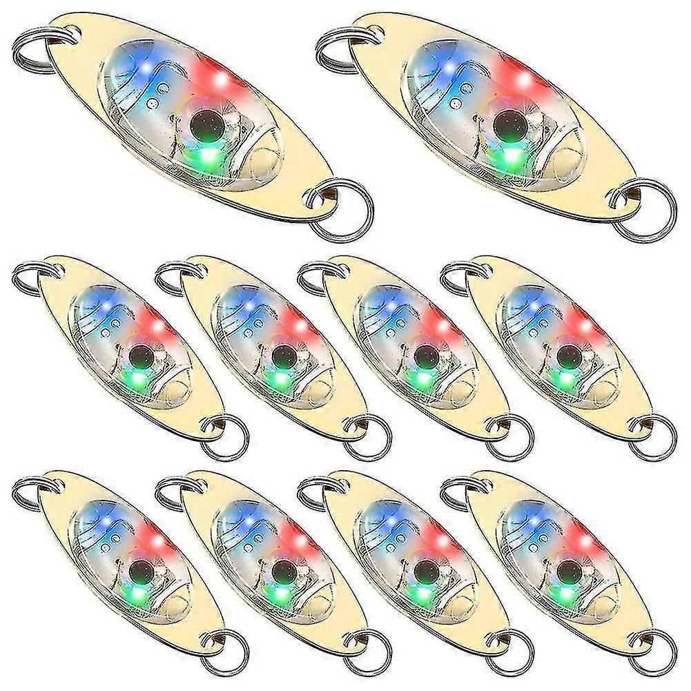 10 Pcs Led Fishing Lures Fishing Spoons Underwater Flasher Bass Halibut Flasher Trolling Deep Drop