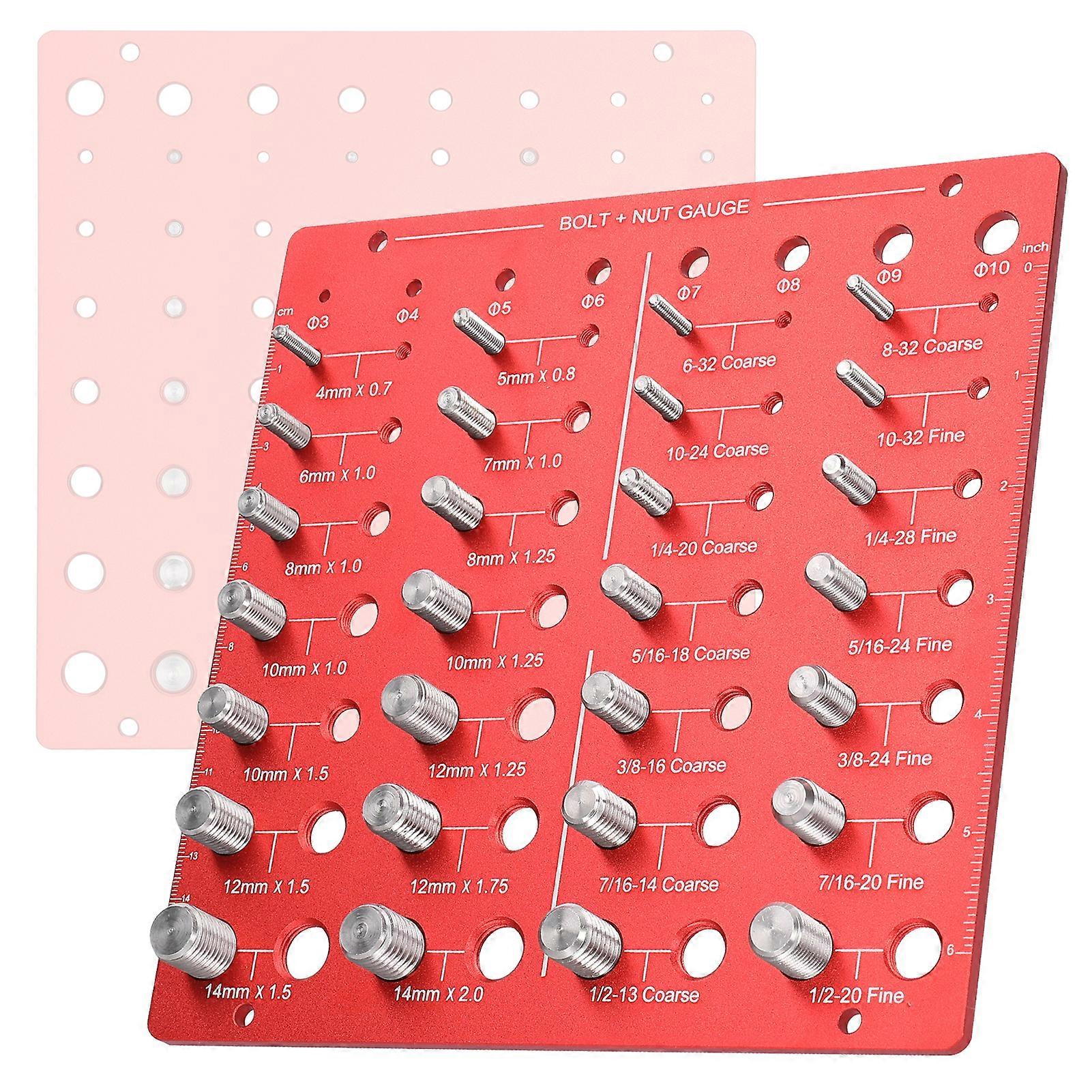 Thread Nut Bolt Size Checker Aluminum Alloy Gauge for Metric and Imperial Sizes Practical Thread Gauge Identifier Gauge Easy Size Identification Tool