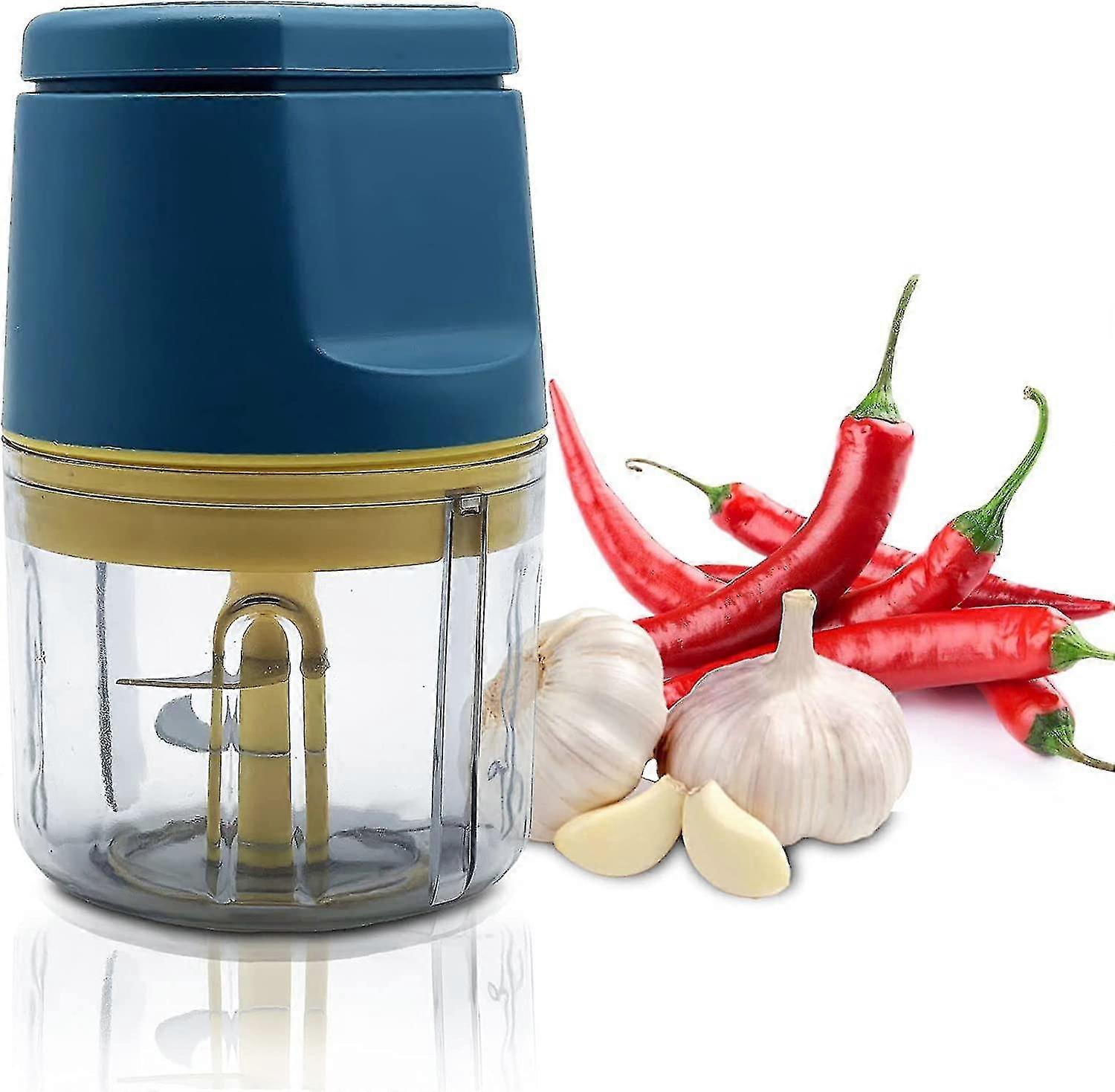 Electric Kitchen Chopper, Mini Multi-Function Chopper, Food Processor Garlic Press, Waterproof and Washable