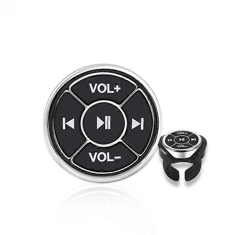 Car Mobile Phone Remote Control Bluetooth Wireless Multimedia Button Remote Control Music Playback Selfie, Colour: Silver With Buckle
