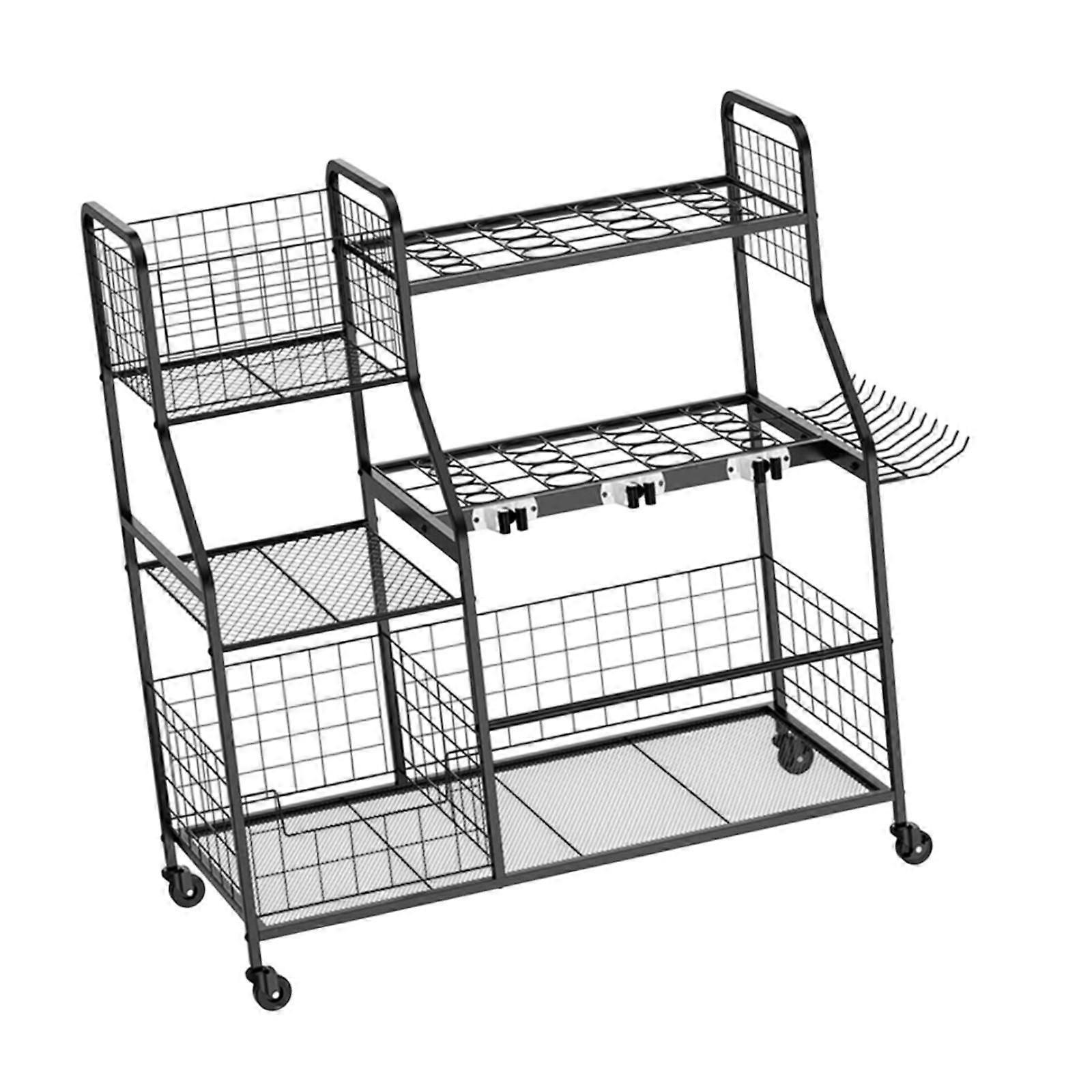 3 Tier Utility Yard Tool Organizer with Wheels for Gardening Patio Versatile