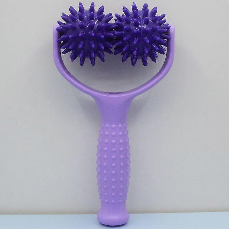 緊張を和らげ、筋肉をリラックスさせるハンドル付きアンチセルライト鍼治療マッサージローラー - パープル