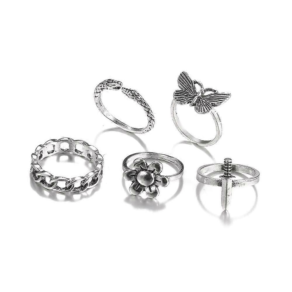 2023 Geometric Leaf Ring Personalized Exaggerated Temperament Elegant Combination Set Joint Ring